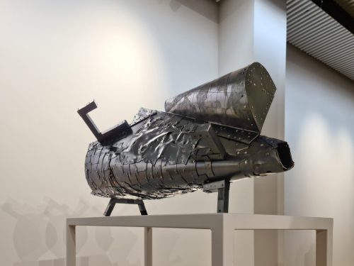 Object with a map III, 2025, aluminum, engraving.