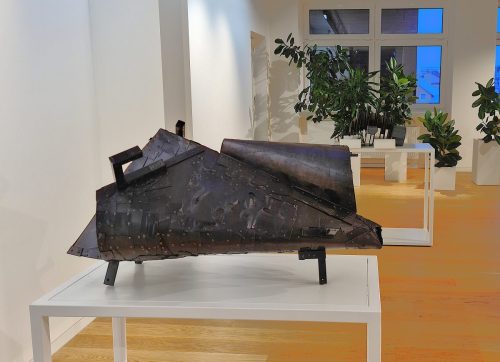 Object with a map III, 2025, aluminum, engraving.