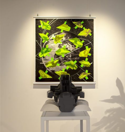 Newsfeed, 2022-2025. Steel. aluminum, plastic with digital print.