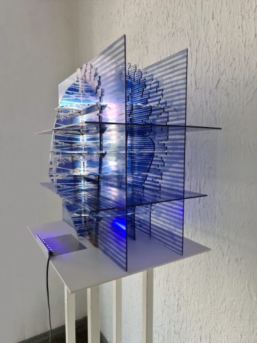 Screen-light, 2018-2021. Plastics, digital print.