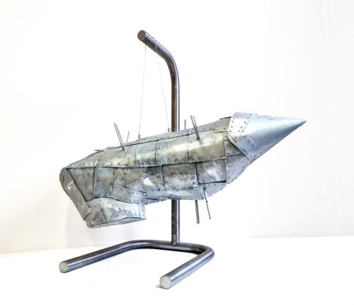 Object with a map II, 2024, aluminum, engraving.