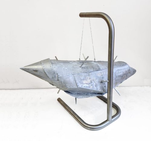 Object with a map II, 2024, aluminum, engraving.