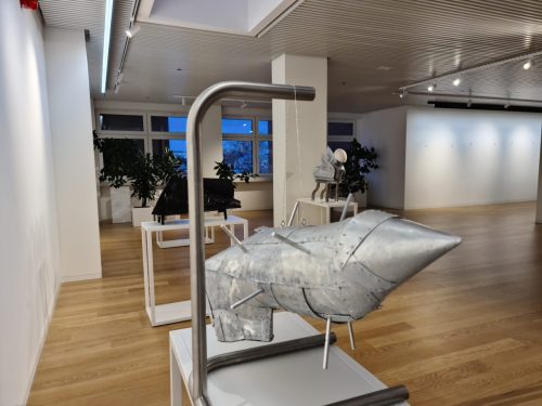 Object with a map II, 2024, aluminum, engraving.