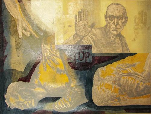 STOP VIOLENCE, 2009, dry point, linocut.