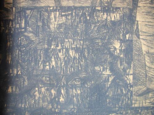 IN-DIVI-DUAL/IN-DIVISIBLE/IN-DIVISIONS/INDIVI-DUAL-ISATION/IN-DIVI-DUATION (fragment), 2009, dry point.