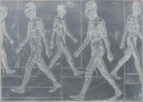 GOING, 2009, dry point, plastic plate.