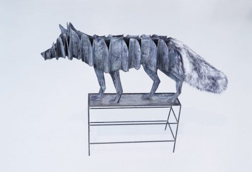 Nature and Civilization II, 2018-2021. Steel, synthetic fur.
