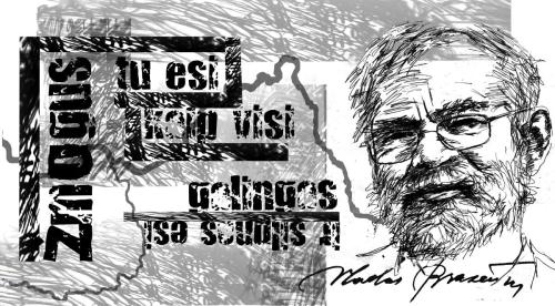 Sketch fot the plaquette for the contemporary poet Vladas Braziūnas, 2018.